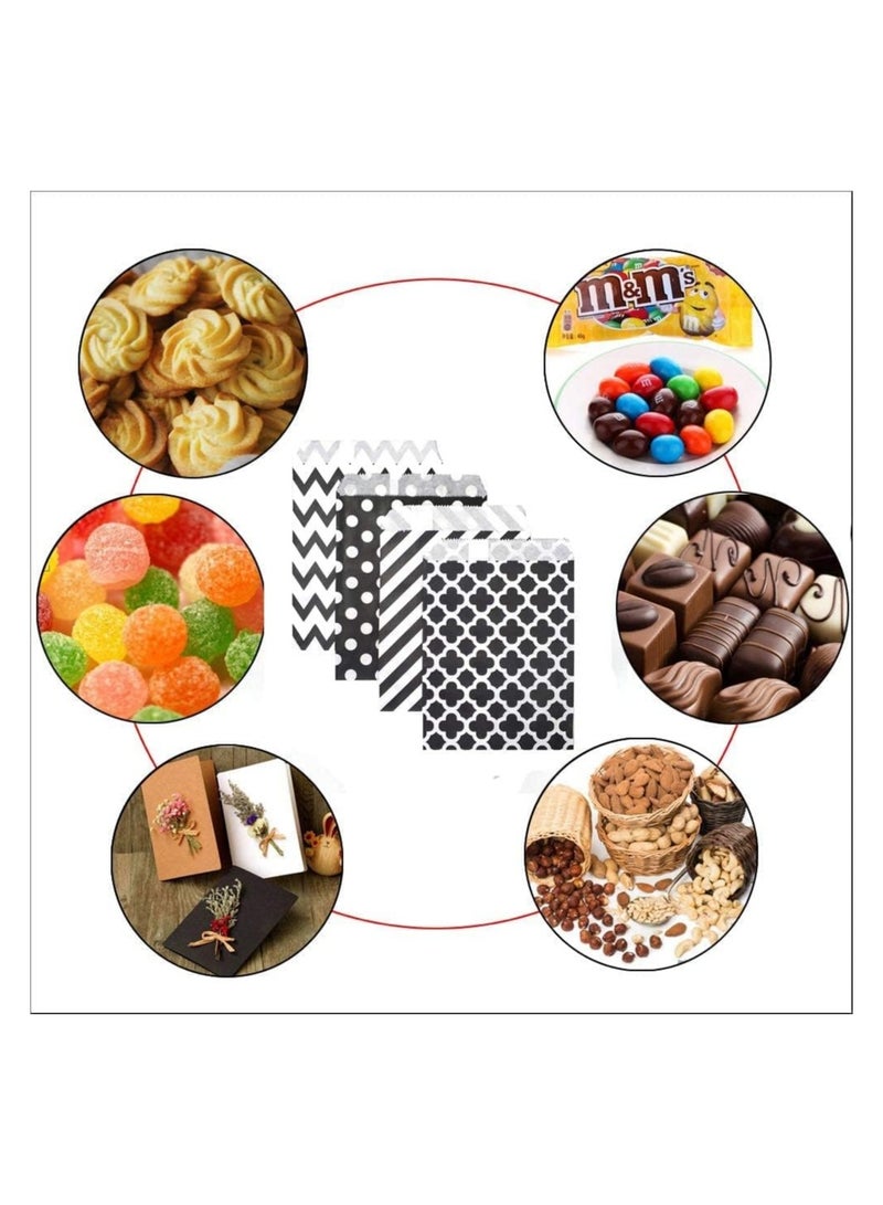 general Candy Paper Bags, Disposable Party Kraft Paper Cookie Snack Gift Candy Paper Bags, 100 Small Paper Bags Candy Cookie Buffet, Biodegradable Graduation Party Favour Bags (Black, 5 X 7 inches)  - Image 2