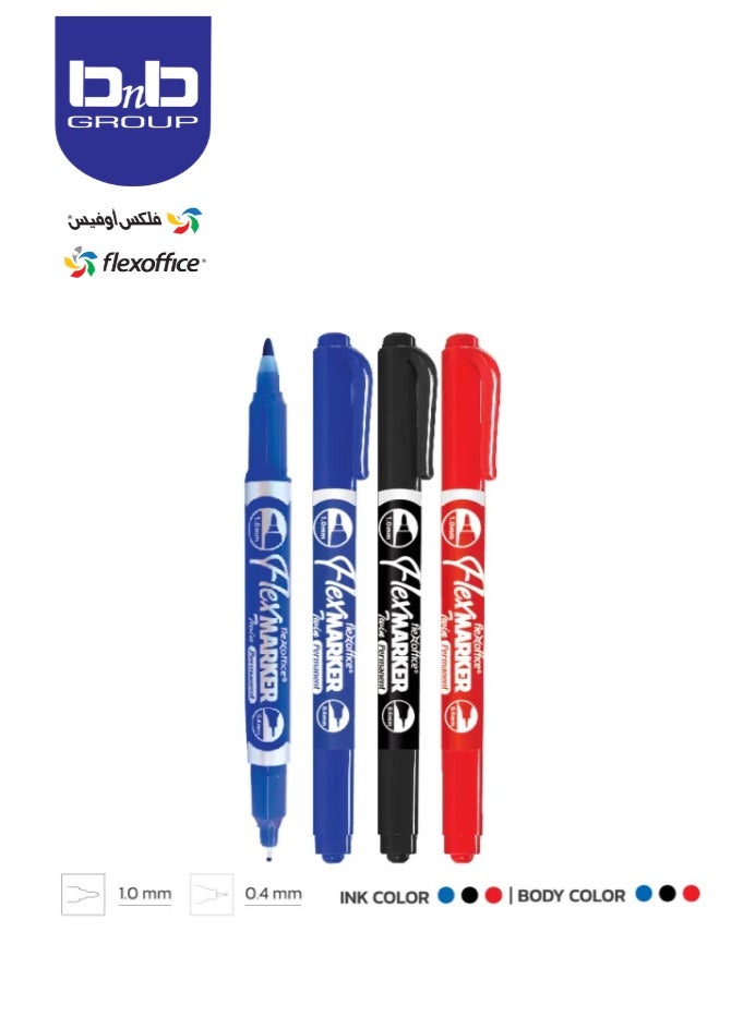 FLEXOFFICE Permanent Twin CD Marker  Assorted, 5 pcs/ 1.0/0.4 mm Point Size - Image 2