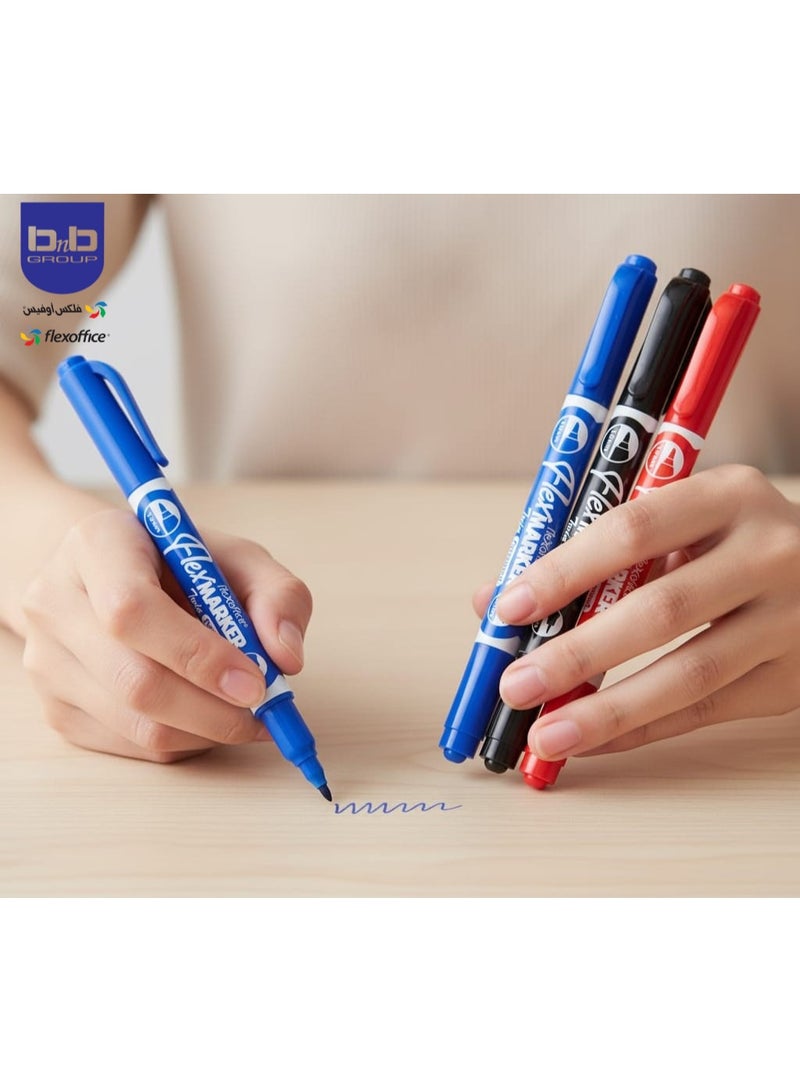 FLEXOFFICE Permanent Twin CD Marker  Assorted, 5 pcs/ 1.0/0.4 mm Point Size - Image 4