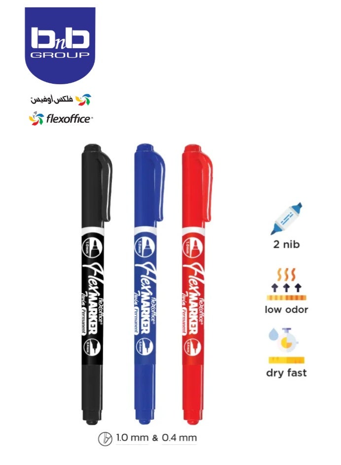 FLEXOFFICE Permanent Twin CD Marker  Assorted, 5 pcs/ 1.0/0.4 mm Point Size - Image 3