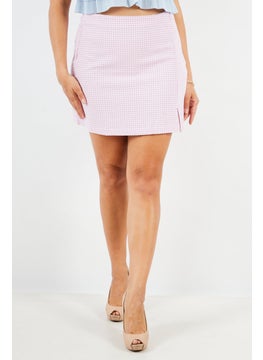 Women Gingham Mini Skirt, Lilac