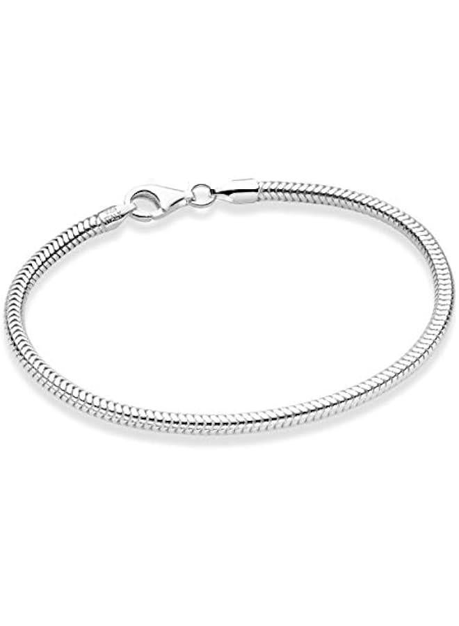 Arabest Italian 925 Sterling Silver Solid 3mm Snake Chain Bracelet for Women Men, Made in Italy - Image 1