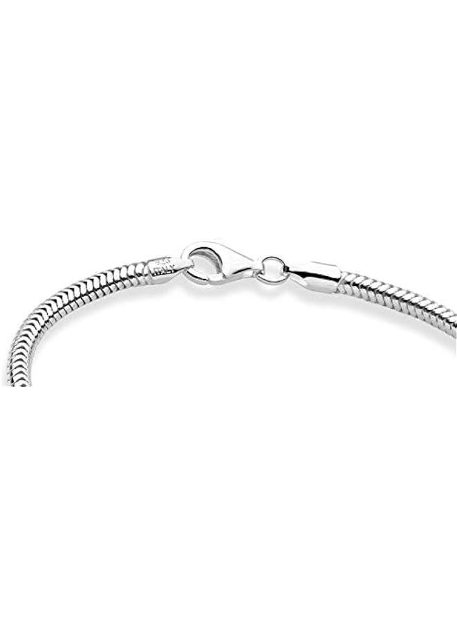 Arabest Italian 925 Sterling Silver Solid 3mm Snake Chain Bracelet for Women Men, Made in Italy - Image 2