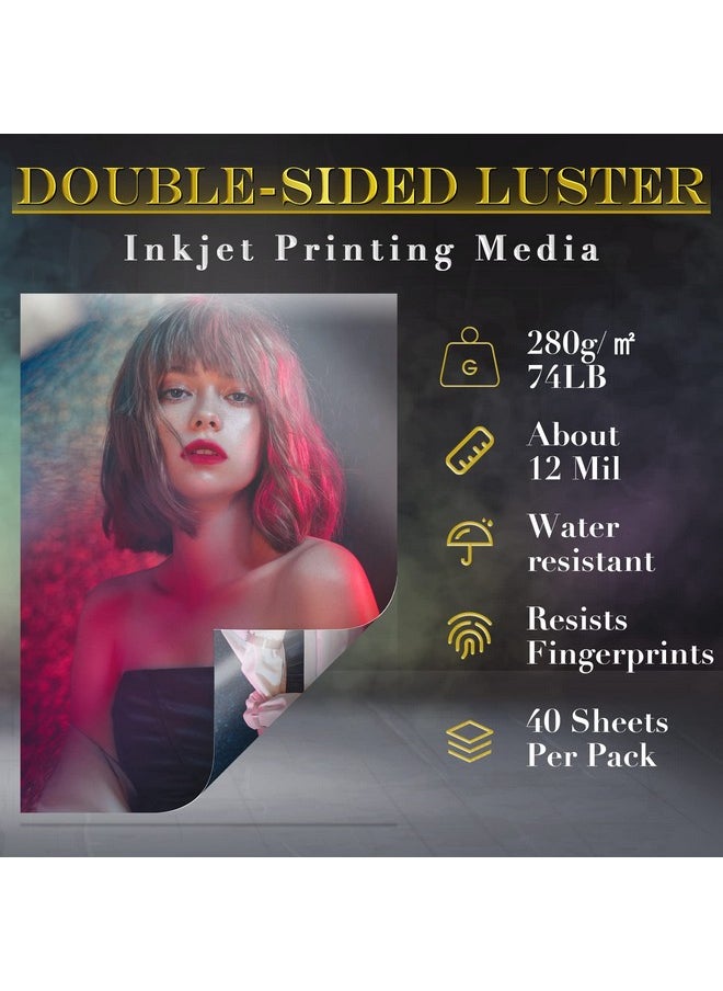 A-SUB Premium Double Sided Photo Paper Luster 8.5 X 11 Inch 74Lb For Inkjet Printers 40 Sheets  - Image 5
