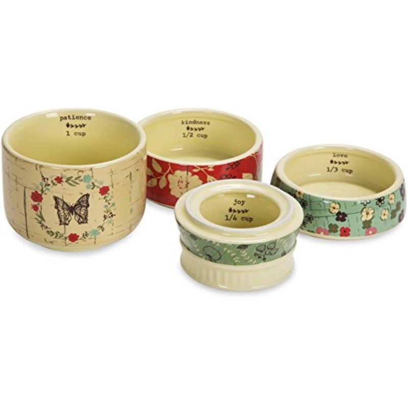 Floral Mason Jar Measuring Cups for kitchen use, glass and stainless steel, multicolor, stackable and dishwasher safe - Image 5