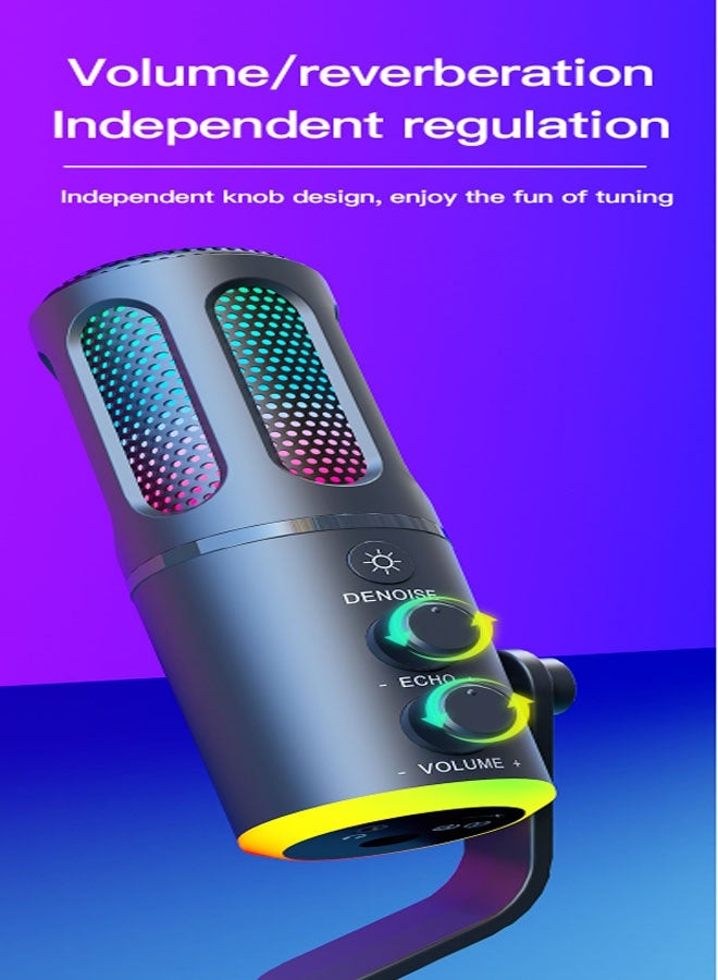 Bukela Gaming Microphone, Usb Computer Desktop Microphone, Condenser One-button Mute Recording Microphone, Suitable for Home, Computer, Stage, Camera, Recording, Musical Instrument, Broadcasting, Ktv, Conference, Interview, Live Broadcast - Image 4