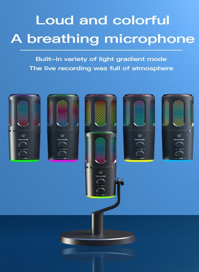 Bukela Gaming Microphone, Usb Computer Desktop Microphone, Condenser One-button Mute Recording Microphone, Suitable for Home, Computer, Stage, Camera, Recording, Musical Instrument, Broadcasting, Ktv, Conference, Interview, Live Broadcast - Image 2