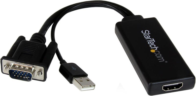 Star Tech .com VGA to HDMI Adapter with USB Audio - VGA to HDMI Converter for Your Laptop / PC to HDTV - AV to HDMI Connector (VGA2HDU), Black - Image 1