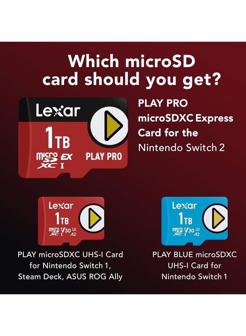 Lexar PLAY PRO 512GB microSDXC UHS-I Memory Card – Up to 900MB/s Read, 600MB/s Write – C10, A1, V30, U3 – LMSXPS0512G-BNNNG 512 GB - Image 2