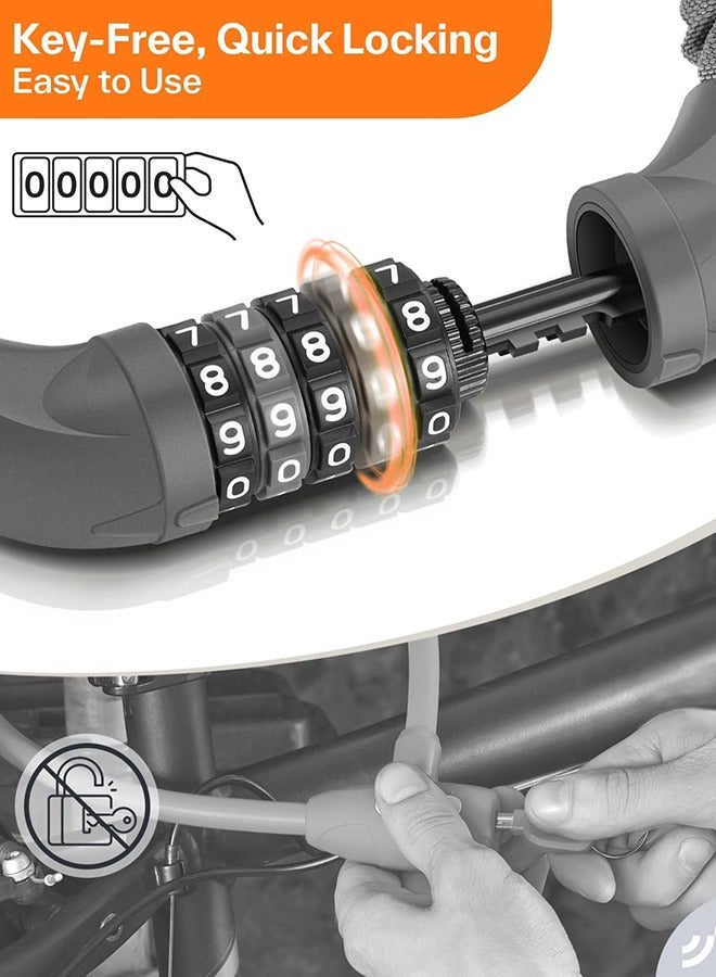 Generic Bike Lock Bicycle Chain Lock, 5-Digit Resettable Combination Anti-Theft Bike Locks Bent Handle (110cm) - Image 2