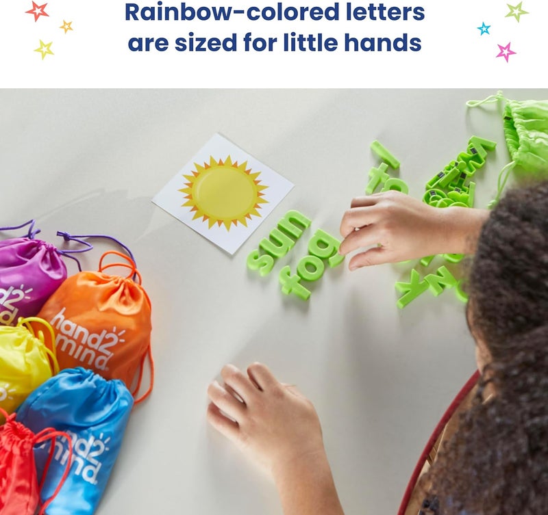 hand2mind hand2mind Rainbow Lowercase Magnetic Letters Plastic Magnetic Letters for Classroom Alphabet Letters for Kids Letter Recognition for Kindergarten Word Building Letter Magnets for Kids Set of 6 - Image 3