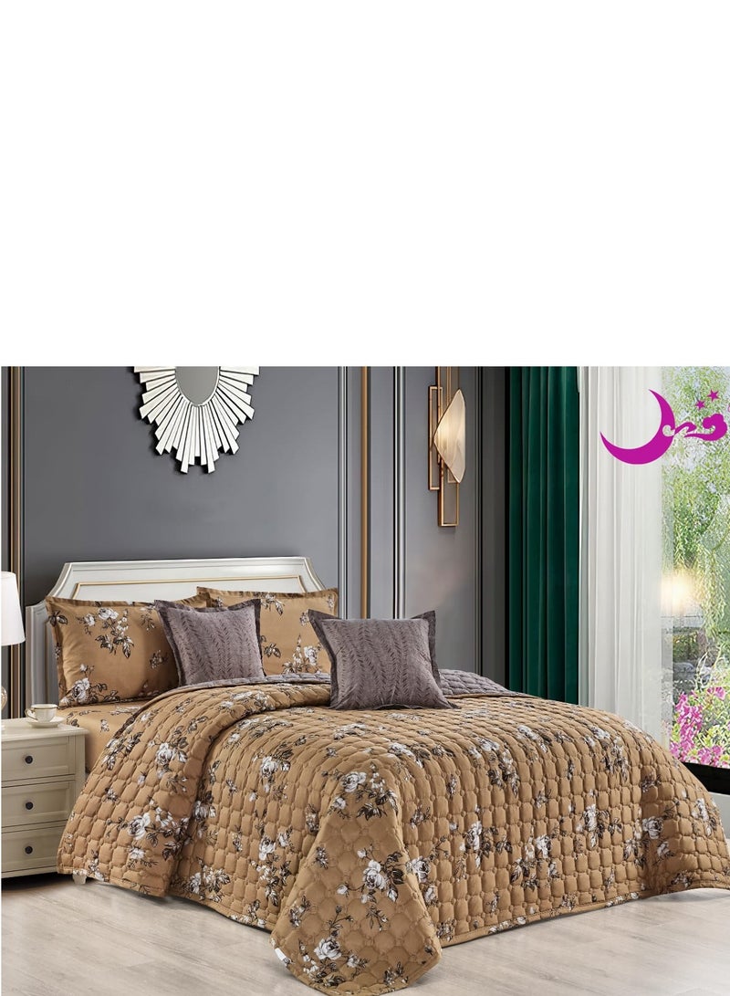 مون طقم مفرد مفرش مضرب مكون من 4 قطع   مقاس170 في 220سم - Image 1