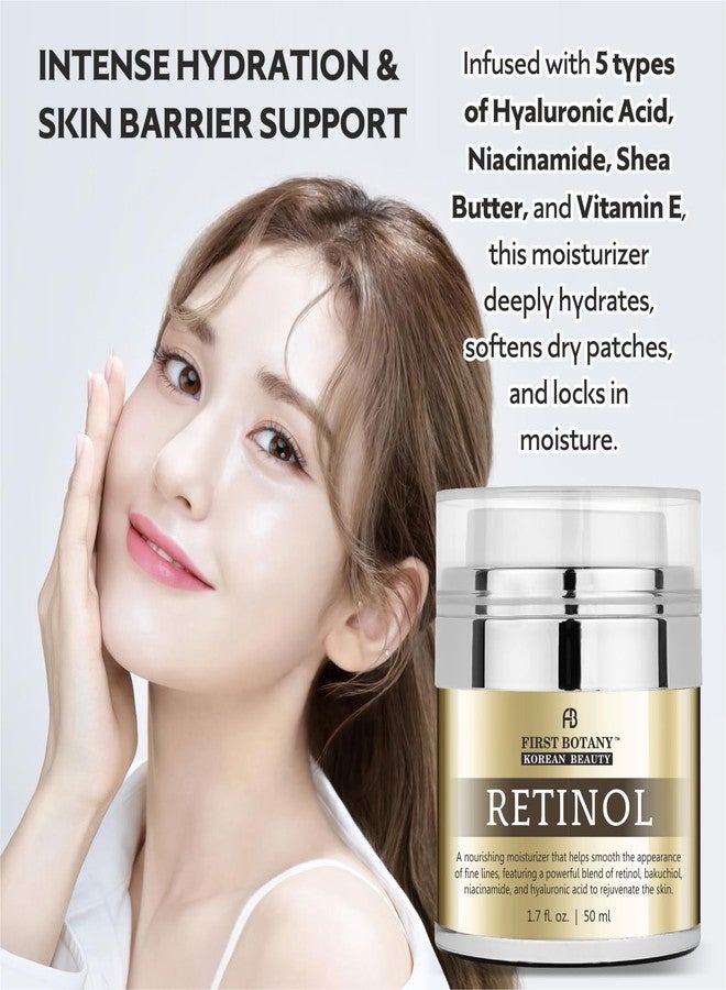 First Botany Korean Retinol Moisturizer Face Cream - Hydrating Anti-Aging Facial & Neck Cream with Bakuchiol, Niacinamide & Hyaluronic Acid - Made in Korea, Cruelty-Free 1.7 Fl Oz - Image 4