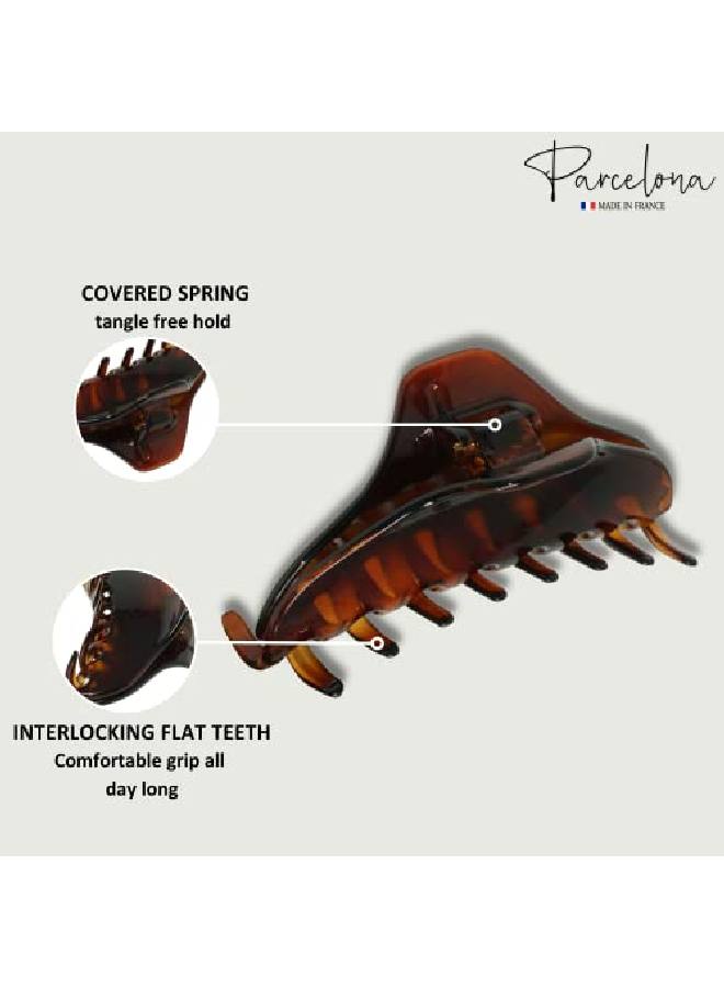 Parcelona French Boss Thin And Narrow Medium Tortoise Shell Covered Spring Jaw Hair Claw Clip Clutcher Clamp - Image 4