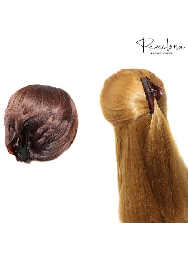 Parcelona French Boss Thin And Narrow Medium Tortoise Shell Covered Spring Jaw Hair Claw Clip Clutcher Clamp - Image 5