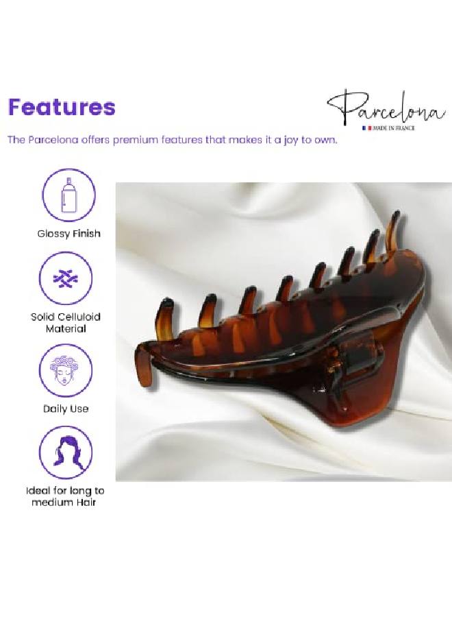 Parcelona French Boss Thin And Narrow Medium Tortoise Shell Covered Spring Jaw Hair Claw Clip Clutcher Clamp - Image 3
