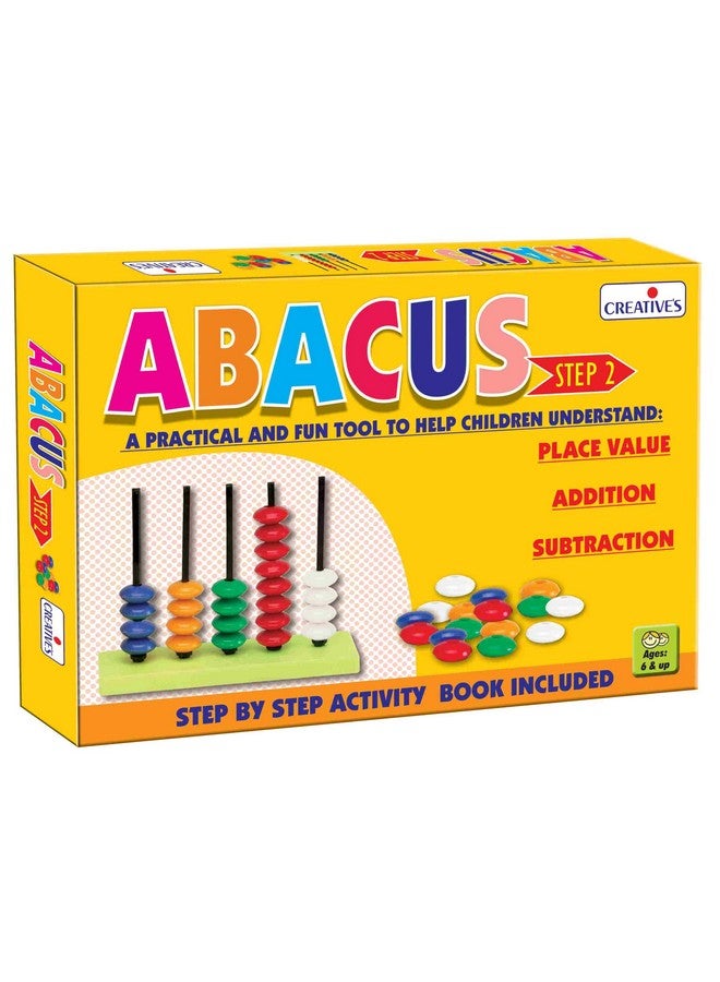 Creative's Creative's Abacus Step-2 | Practical and Fun Way to Learn Place Value, Addition, Subtraction | Learning & Educational | 5 Rod Abacus & 50 Beads in 5 Colours | Activity Book Included | Ages 5 & up - Image 1