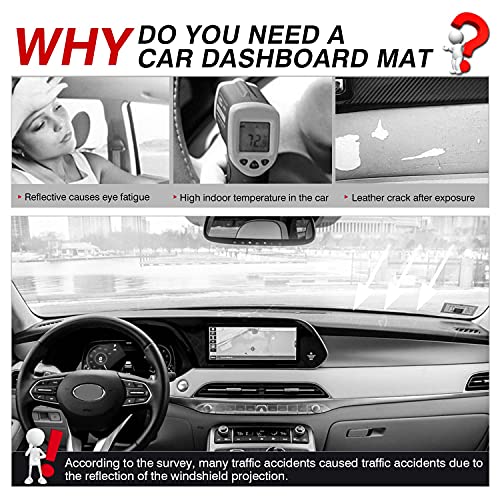 Autorder Dashboard Cover Mat for 2020-2023 2024 2025 Hyundai Palisade Accessories Dash Cover Flannel Dash Mat Sunshade Glare UV Rays Protector(Without HUD) - Image 2