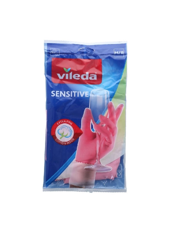 Vileda Waterproof and Disposable Extra-Fine Sensitive Latex Gloves Pink 3.6 x 19.6 x 14.1 cm VG02 - Image 1