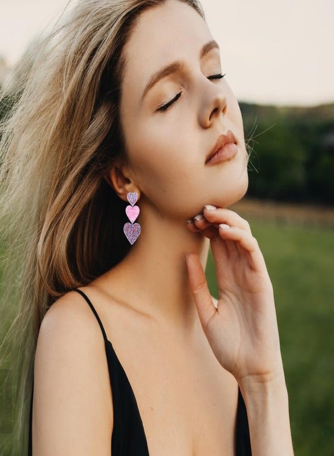 Adoshine Heart Earrings Taylor Lover Dangle Earrings Acrylic Cute Hot Pink Rave Earrings Concert Outfit Heart Shaped Earrings for Swiftie Fans Women Teen Girls Valentine's Day Gift, Acrylic, No - Image 2