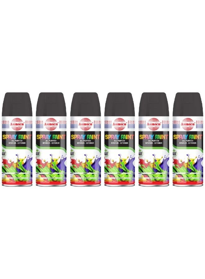 اسماكو طلاء بخاخ من اسماكو - أسود مطفي - 400 مل - مجموعة 06 قطعة