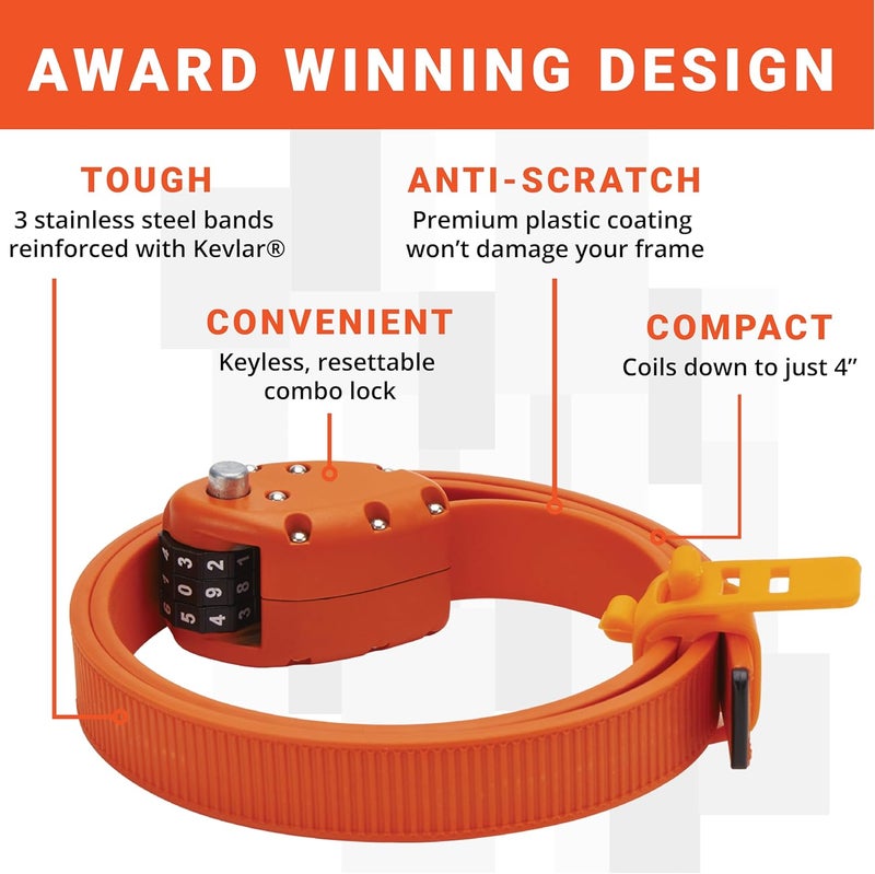 OTTOLOCK Cinch Lock - Lightweight Anti Theft Compact Combination Bike Lock, Ideal for Quick Stops, Bicycle Accessories, OTTO Orange, 60 Inch - Image 4