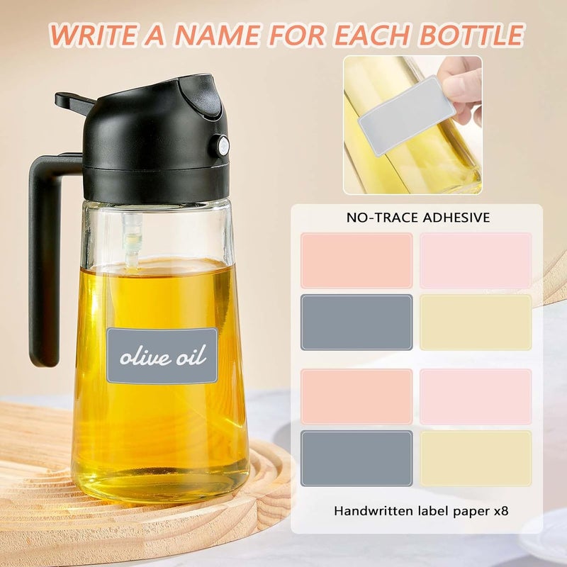 JULEHUI 16oz Oil Sprayer for Cooking - 2 in 1 Spray & Pour Olive Oil Dispenser - 470ml Glass Spray Oil Bottle - Kitchen Gadgets, Black - Image 5