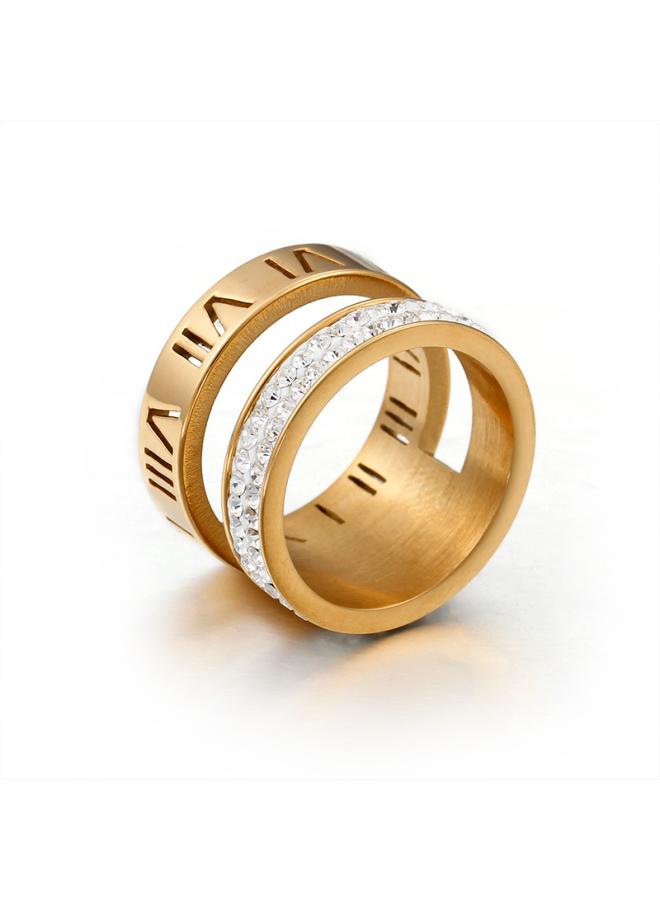 Card Wheel Jewelry Personality Roman Letter Ring Tide Personality Stainless Steel Men And Women Diamond Ring Stall
