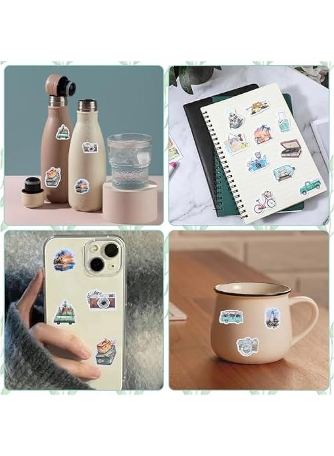 100PCS Vintage Travel Stickers, Cute Retro Travel Stickers Aesthetic Scrapbook Stickers Decor Stickers for Luggage Laptop Planners Phone Water Bottle Suitcase Notebooks Al  - Image 3