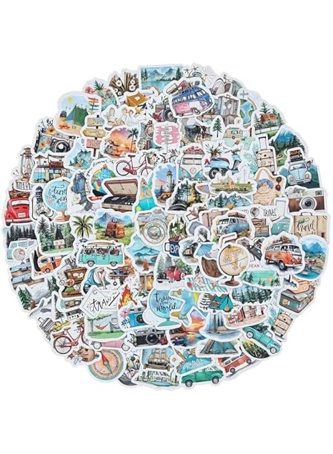 100PCS Vintage Travel Stickers, Cute Retro Travel Stickers Aesthetic Scrapbook Stickers Decor Stickers for Luggage Laptop Planners Phone Water Bottle Suitcase Notebooks Al  - Image 1