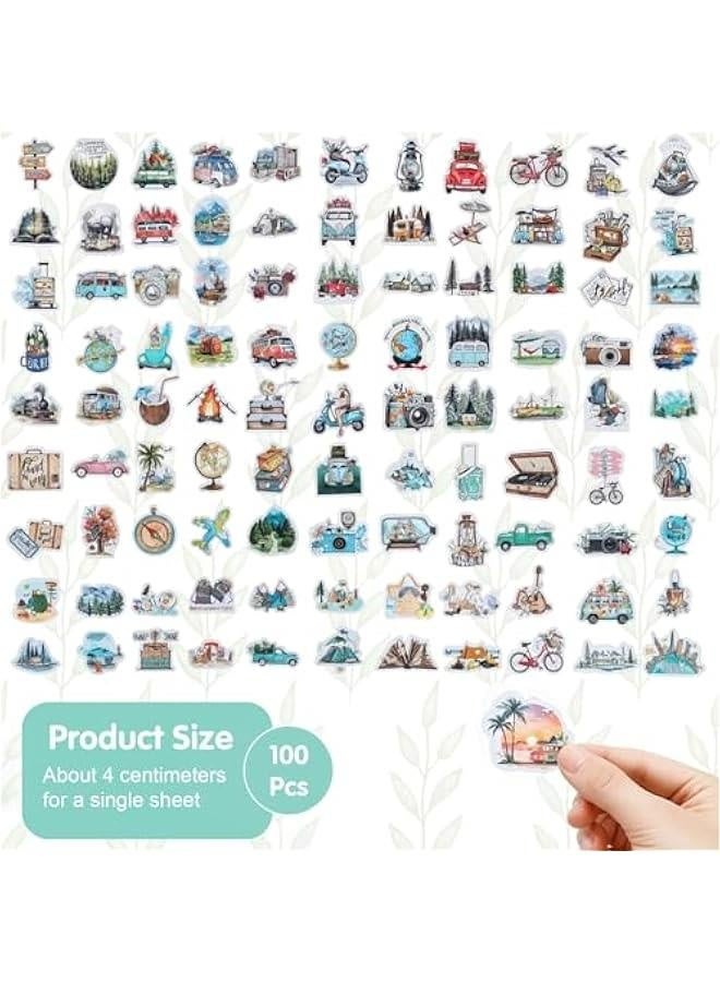 100PCS Vintage Travel Stickers, Cute Retro Travel Stickers Aesthetic Scrapbook Stickers Decor Stickers for Luggage Laptop Planners Phone Water Bottle Suitcase Notebooks Al  - Image 5
