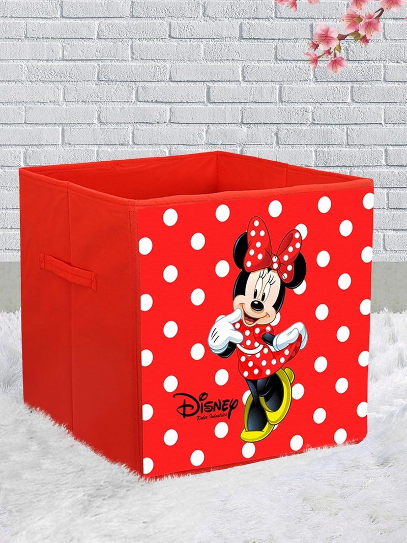 Kuber Industries Disney Print Non Woven Fabric 3 Pieces Foldable Large Size Storage Cube Toy,Books,Shoes Storage Box with Handle (Black,Red & Brown) - Image 2