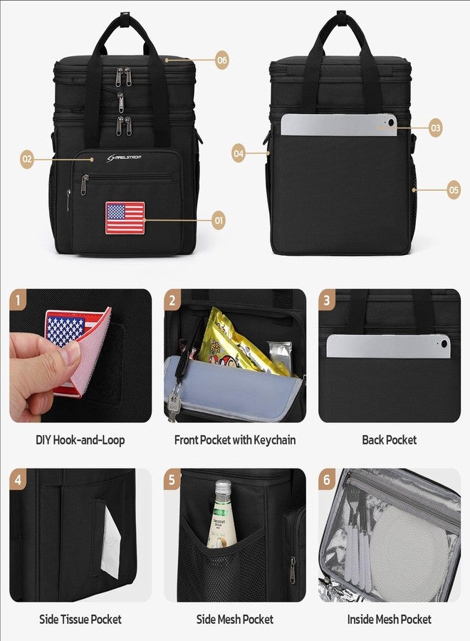 Maelstrom Tactical Lunch Box for Men, 23L Insulated Lunch Bag, Expandable Double Deck Cooler Bag, Lightweight Leakproof Tote Bag With Side Tissue Pocket, Suit For Men and Women, Black - Image 3