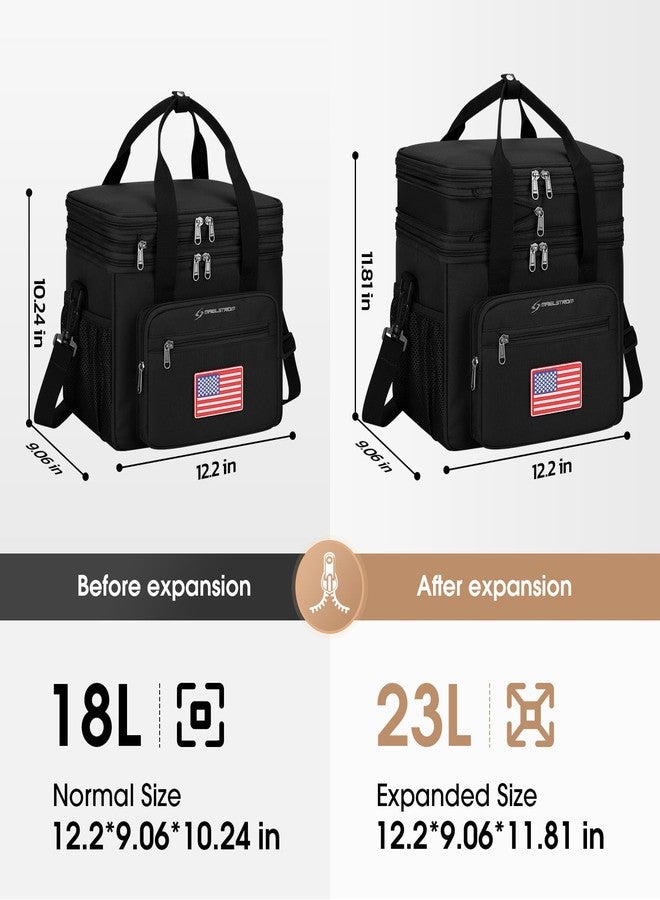 Maelstrom Tactical Lunch Box for Men, 23L Insulated Lunch Bag, Expandable Double Deck Cooler Bag, Lightweight Leakproof Tote Bag With Side Tissue Pocket, Suit For Men and Women, Black - Image 2