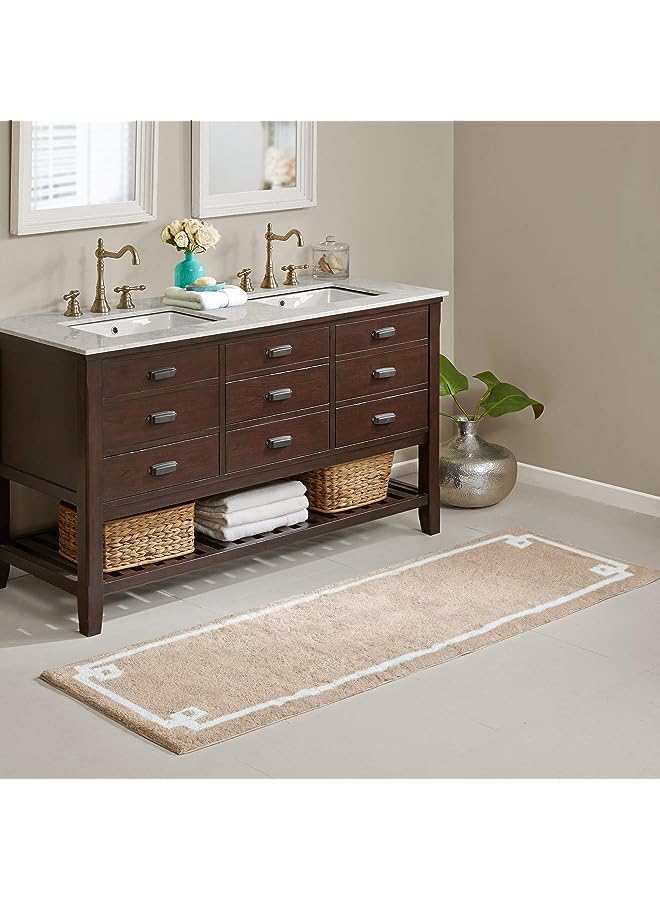 Raxoom Cotton Tufted Washable Bath Mat, Luxury Solid Bathroom Rugs, 24X72 inches, Taupe - Image 1