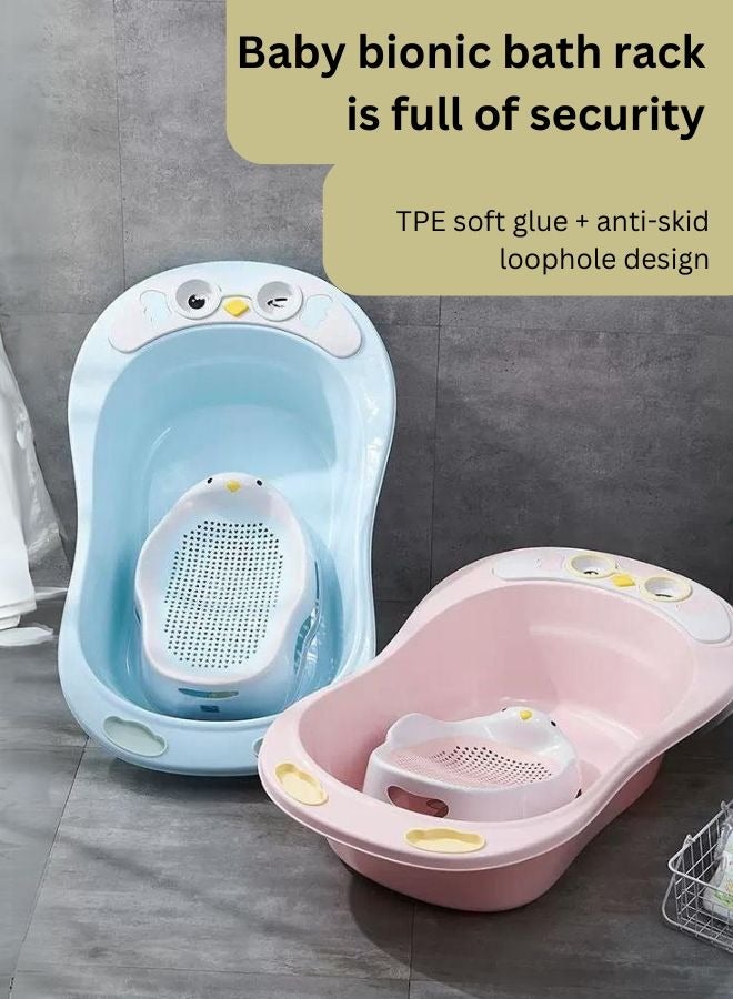 Turtees® Baby Foldable Bath Tub Seat, Baby Bath Support, Newborn Bathtub Chair for 0-12 Months, Foldable Infant Bathtub Shower Seat with Drain Holes (Blue) - Image 3