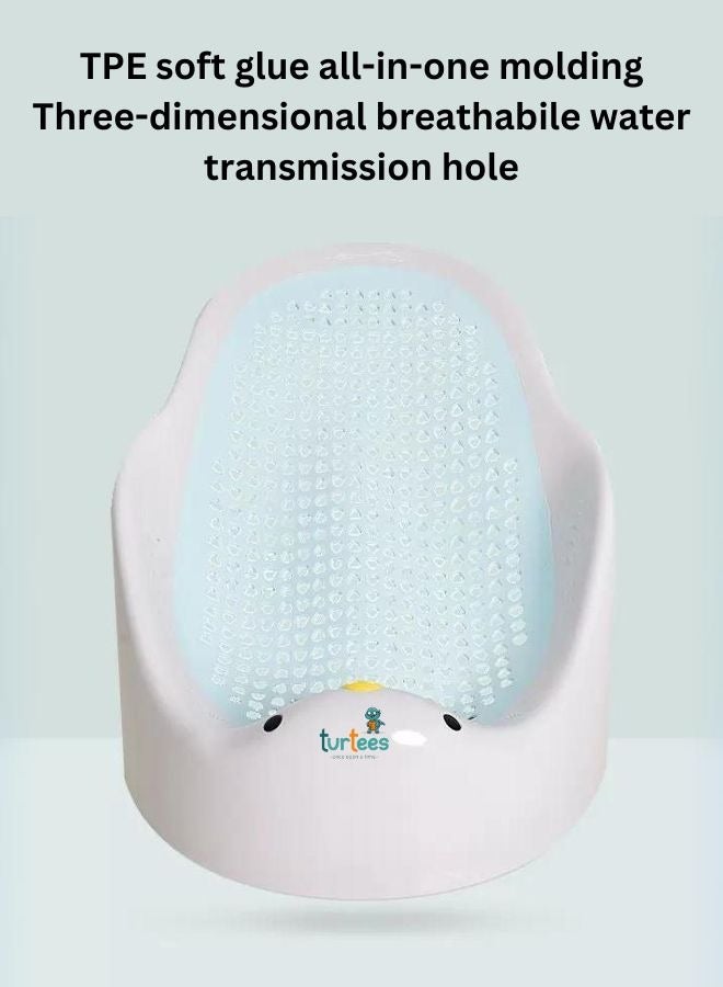 Turtees® Baby Foldable Bath Tub Seat, Baby Bath Support, Newborn Bathtub Chair for 0-12 Months, Foldable Infant Bathtub Shower Seat with Drain Holes (Blue) - Image 4