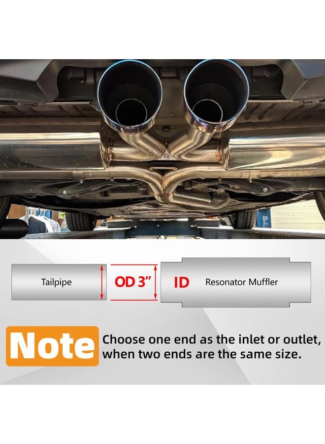 A-KARCK Exhaust Resonator 3 Inch Inlet, 3" Inlet 3" Outlet 16" Overall Length Performance Muffler Resonator, Deep Tone Clear Up Rasp - Image 5