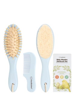 Baby Hair Brush and Baby Comb Set and Wooden Baby Brush with Soft Goat Bristle - Toddler Hair Brush Baby Brush and Comb Set, Baby Brush Set for Newborns