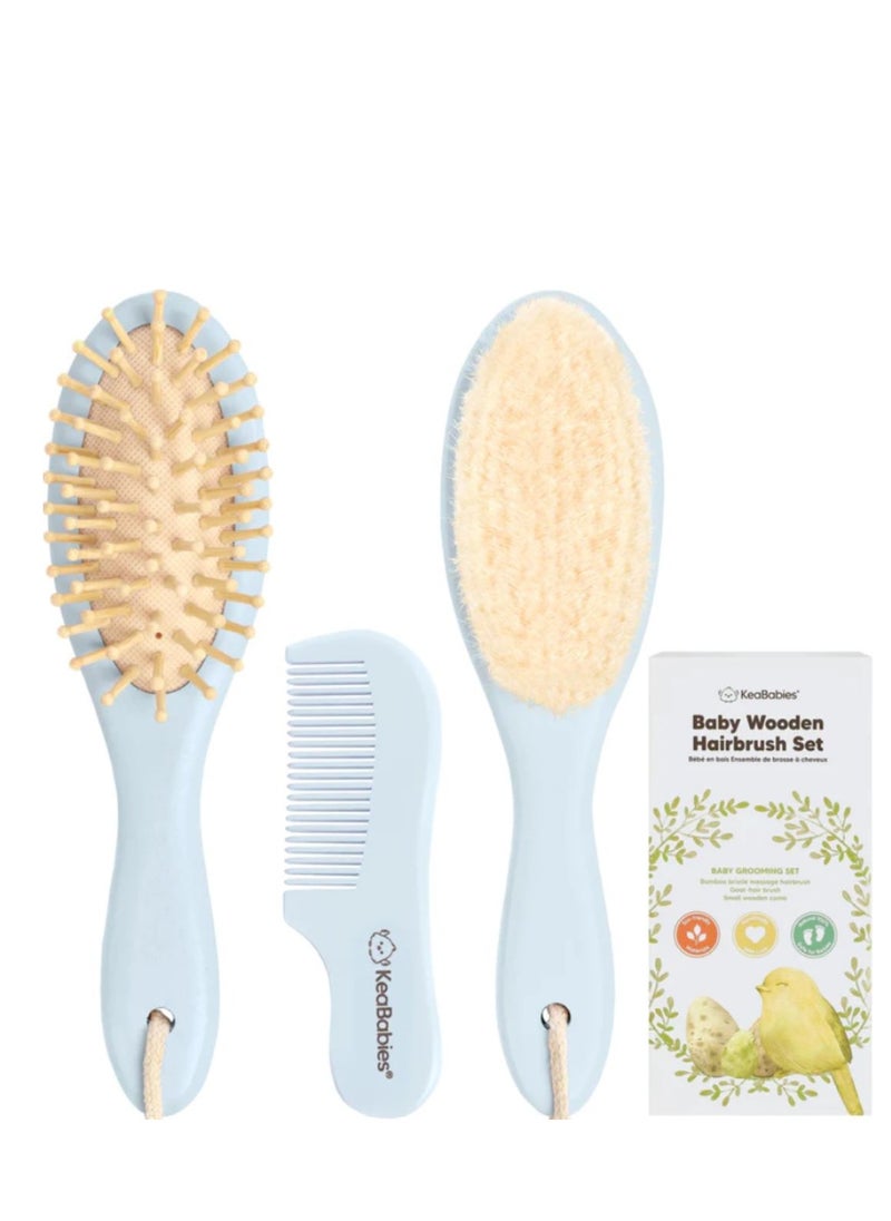 KeaBabies - Baby Hair Brush and Baby Comb Set and Wooden Baby Brush with Soft Goat Bristle - Toddler Hair Brush Baby Brush and Comb Set, Baby Brush Set for Newborns - Image 1