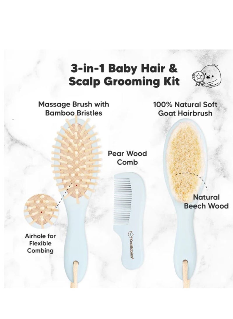 KeaBabies - Baby Hair Brush and Baby Comb Set and Wooden Baby Brush with Soft Goat Bristle - Toddler Hair Brush Baby Brush and Comb Set, Baby Brush Set for Newborns - Image 1