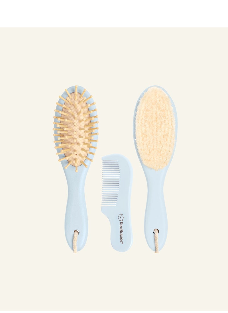 KeaBabies - Baby Hair Brush and Baby Comb Set and Wooden Baby Brush with Soft Goat Bristle - Toddler Hair Brush Baby Brush and Comb Set, Baby Brush Set for Newborns - Image 1