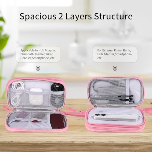 JIAKAI Pink Travel Gadget Bag - Ultimate Cable &accessories Organizer for Chargers, Phones & Memory Cards - Image 2