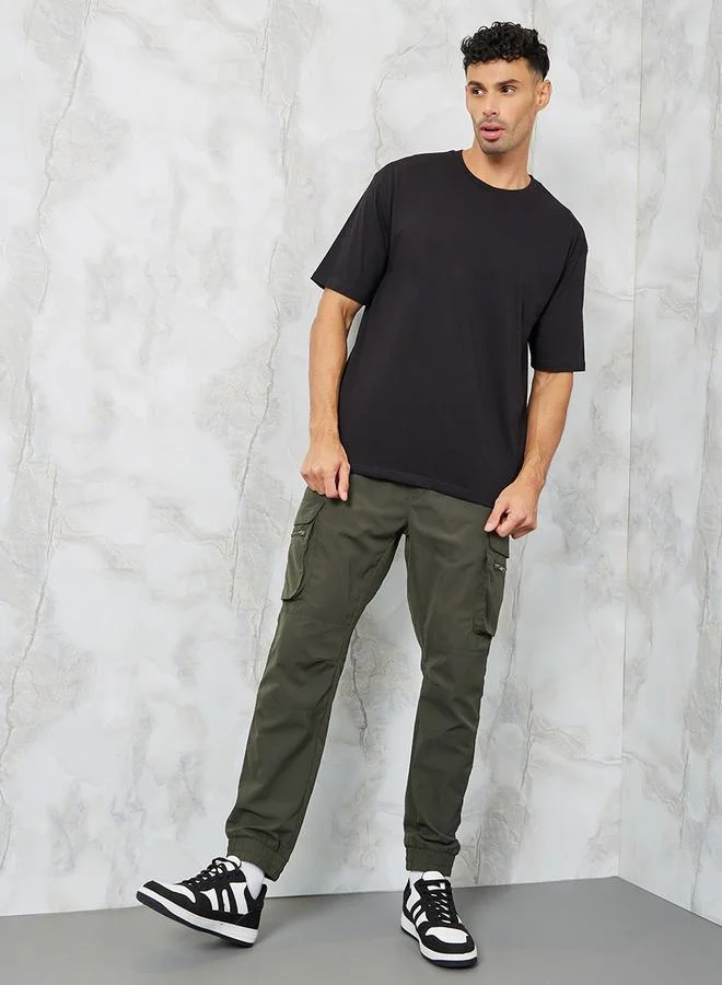 Styli Solid Crew Neck Oversized T-Shirt