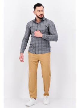 Jules Men Slim Fit Plaid Long Sleeves Louis Casual Shirt, Grey  - Image 4