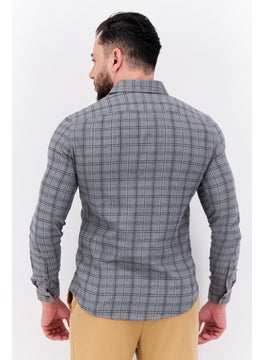 Jules Men Slim Fit Plaid Long Sleeves Louis Casual Shirt, Grey  - Image 3