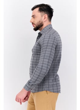 Jules Men Slim Fit Plaid Long Sleeves Louis Casual Shirt, Grey  - Image 2