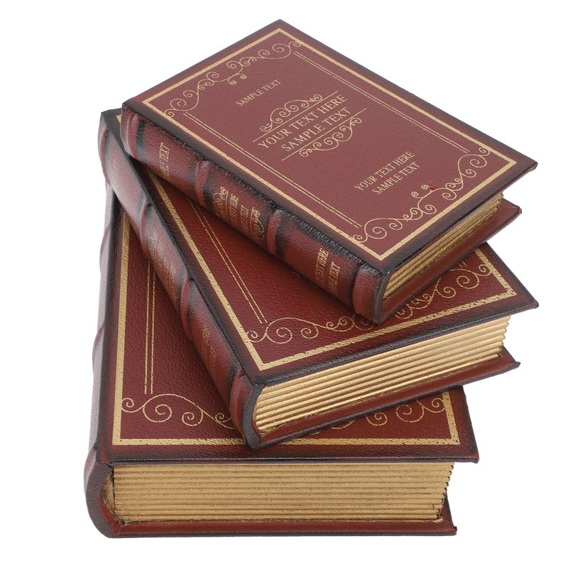 Decorative Vintage Book Shaped Trinket Storage Box Decorative Book Boxes for Office Model Photo Prop Red - Image 1