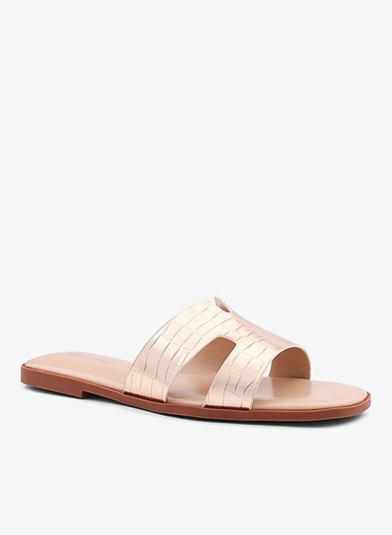 كابلي Cuple Embossed Double Strap Flat Slides