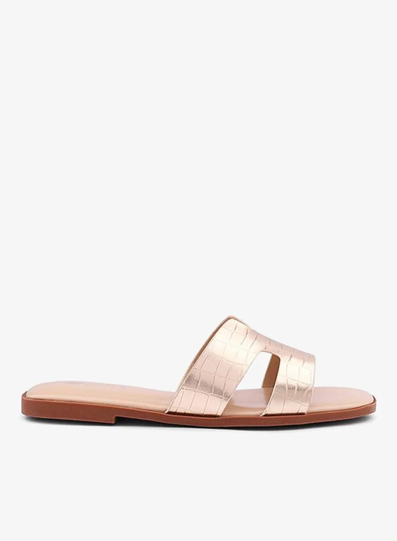 كابلي Cuple Embossed Double Strap Flat Slides